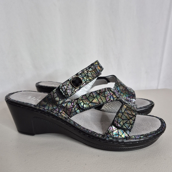 Alegria Loti Tectonic Wedge Heel Adjustable Velcro Slide Sandals - Size 38/8-8.5 - Picture 1 of 15